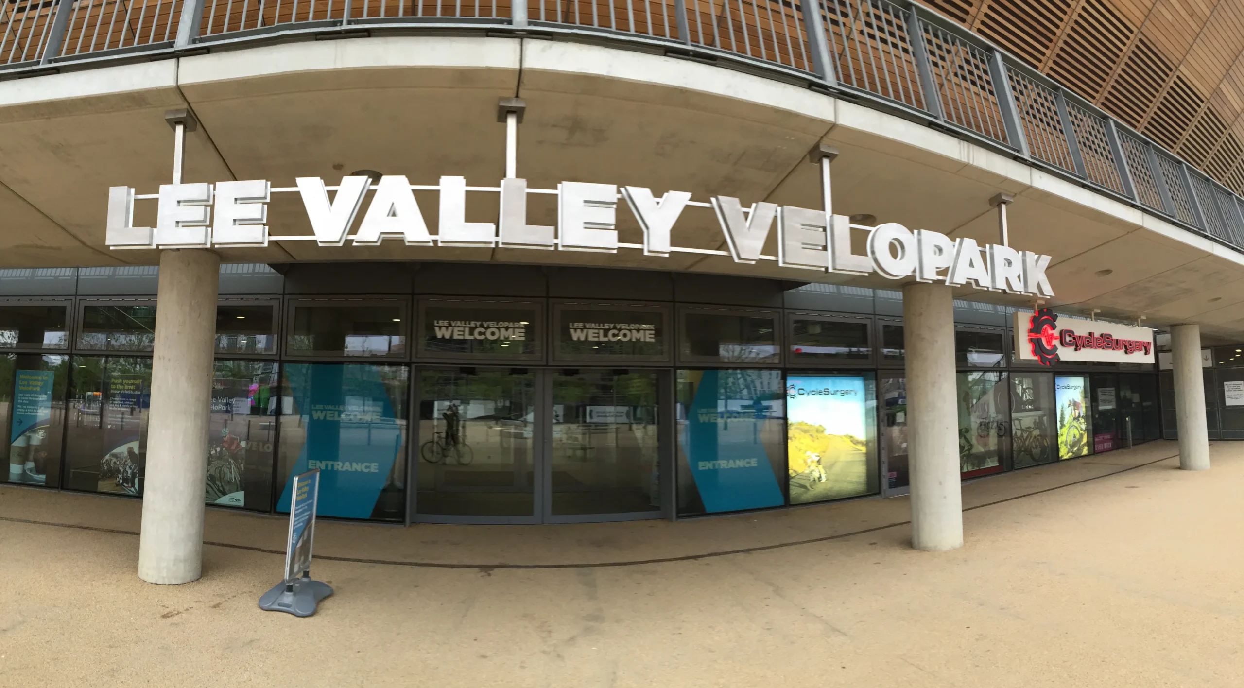The entrance to the Lee Valley Olympic Velodrome in London