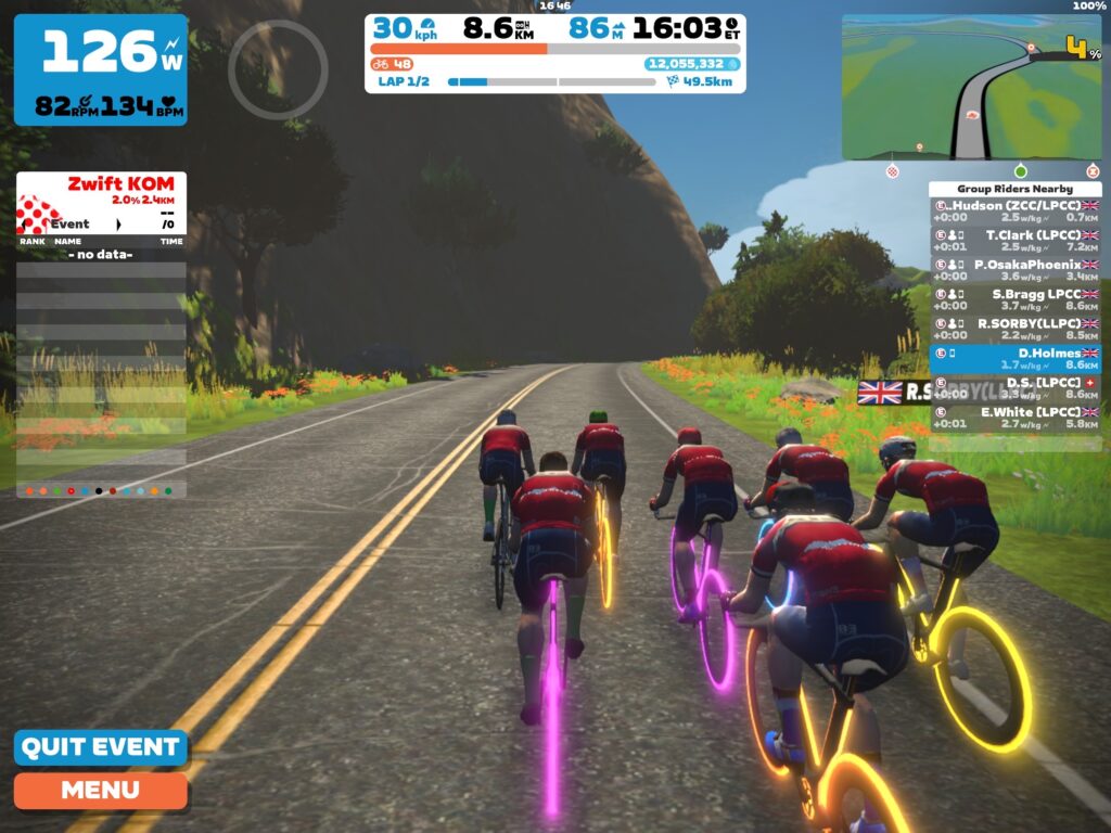 How not to ride in a TTT formation in Zwift.