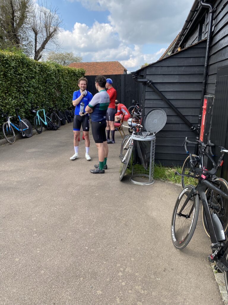 Competitors in the Dan Ward Memorial Time Trial at the village hall.