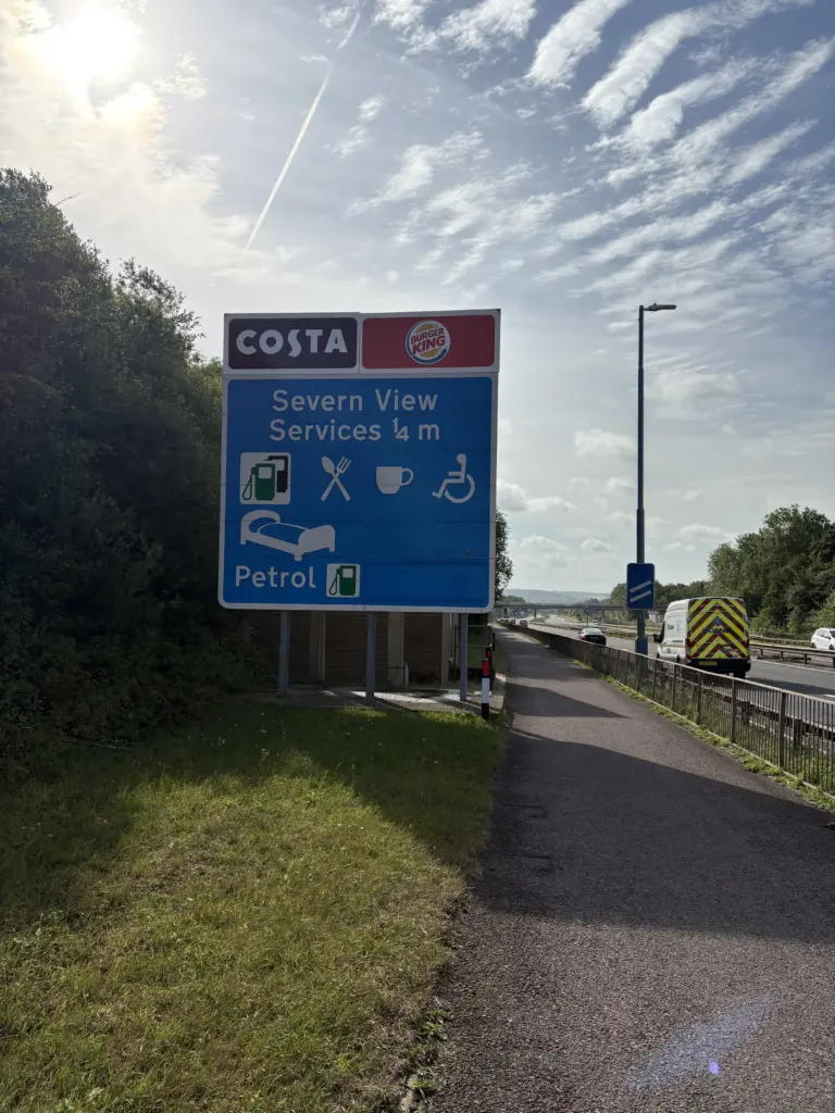 Sign just as you reach the bridge